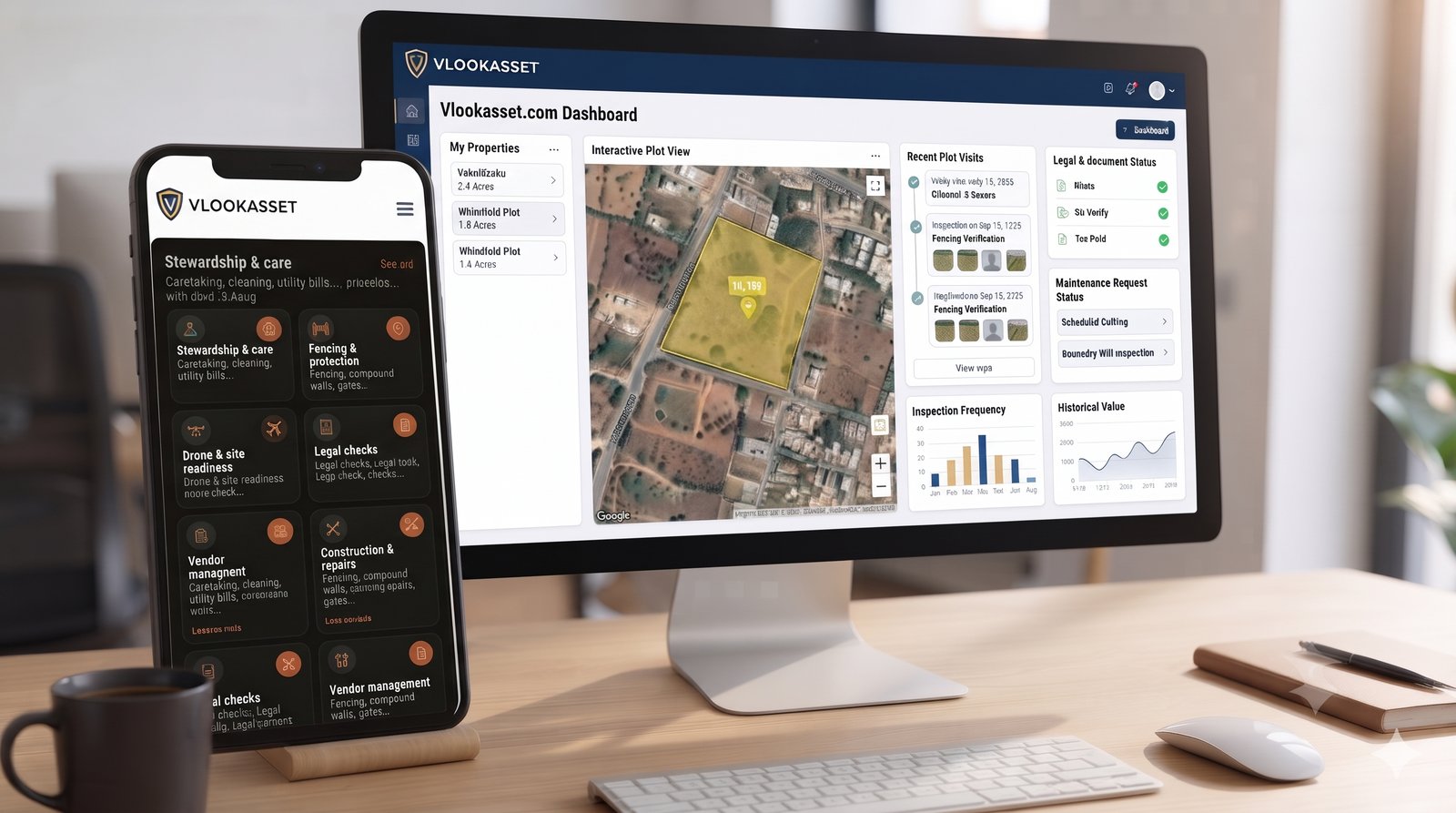 VlookAsset dashboard on desktop and mobile